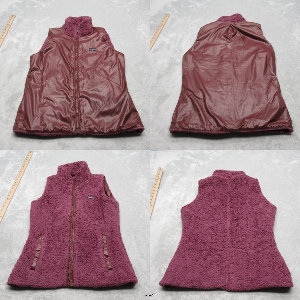 Patagonia Vest Women Small Purple Pockets Fleece Full Zip Reversible Los Gatos